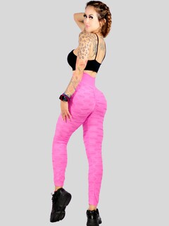 Foto 4 | Leggins Texturizado Stretch Mallas Lic-0160 color Fucsia Deportivas para Mujer