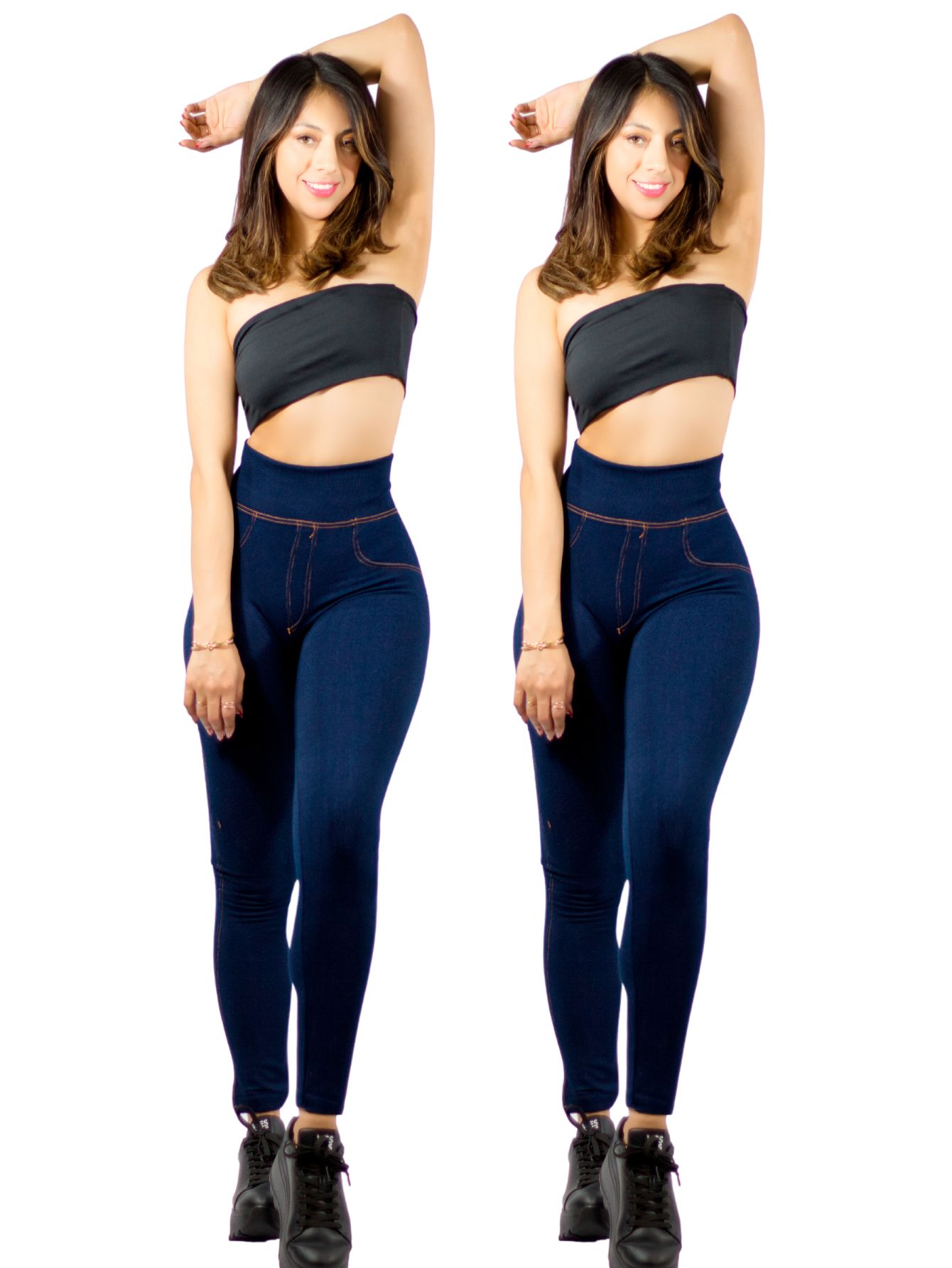 Foto 2 pulgar | Set De 2 Legging Grueso De Mujer Lic-055-3 Azul Diseño Mezclilla