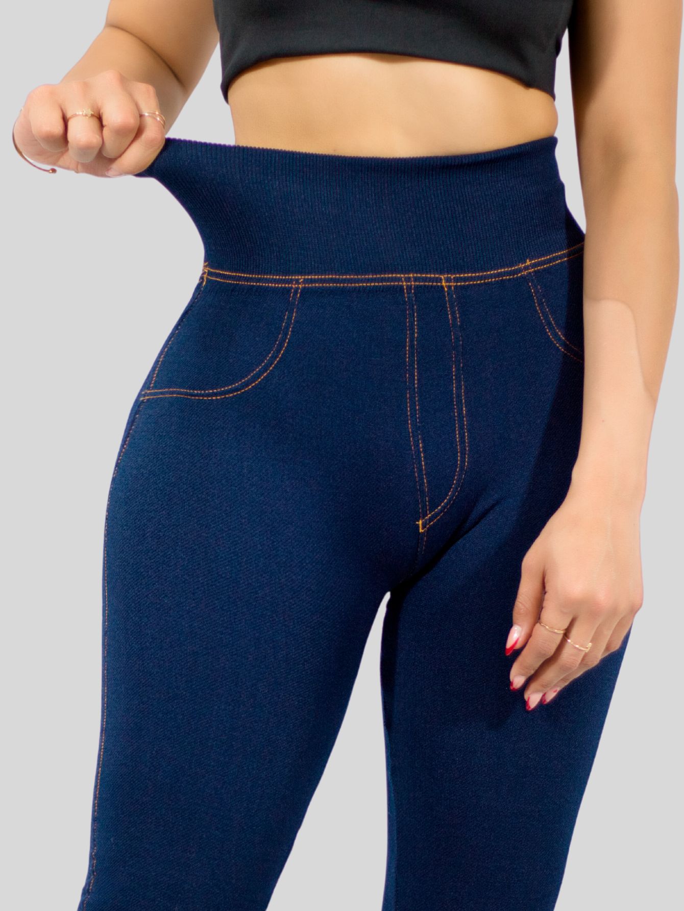 Foto 4 pulgar | Set De 2 Legging Grueso De Mujer Lic-055-3 Azul Diseño Mezclilla