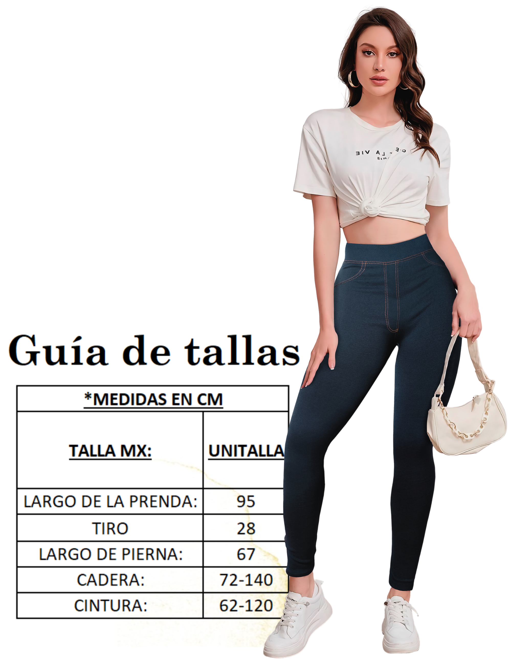 Foto 8 pulgar | Set De 2 Legging Grueso De Mujer Lic-055-3 Azul Diseño Mezclilla