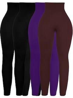 Foto 1 | Set De 4 Leggings Térmico De Mujer Lic-071 Varios Colores Afelpado