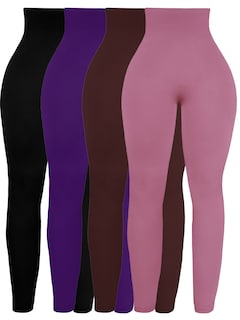 Foto 1 | Set De 4 Leggings Térmico De Mujer Lic-071 Varios Colores Afelpado