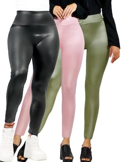 Foto 1 | Set De 3 Leggins Cuero Moda Elegante O Casual Mujer Lic-074 Varios Coloresleginsn Vinipiel