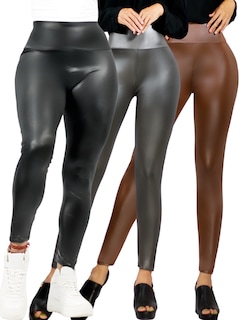 Foto 1 | Set De 3 Leggins Cuero Moda Elegante O Casual Mujer Lic-074 Varios Coloresleginsn Vinipiel