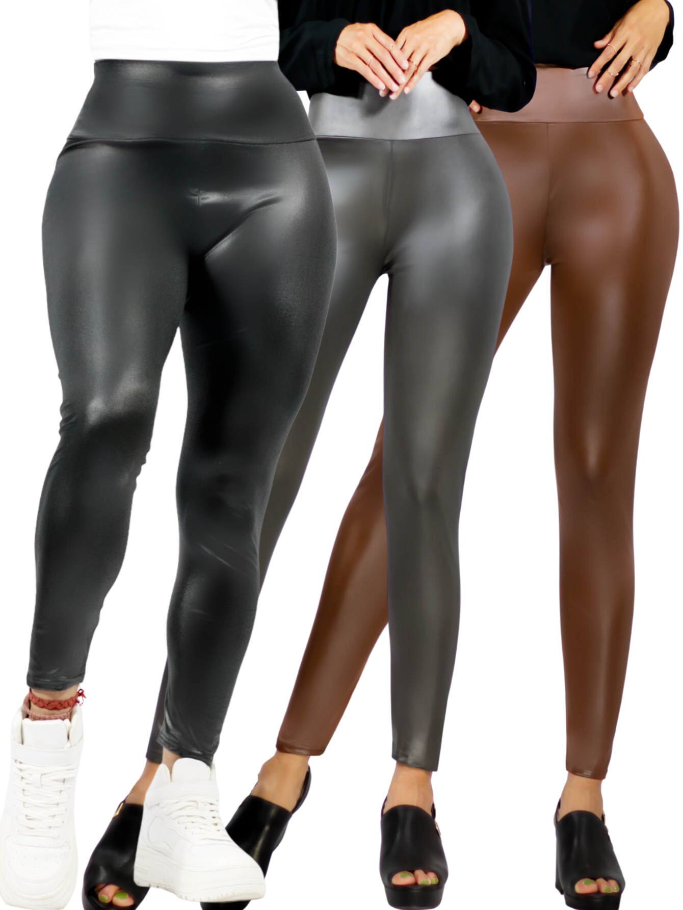 Foto 2 pulgar | Set De 3 Leggins Cuero Moda Elegante O Casual Mujer Lic-074 Varios Coloresleginsn Vinipiel
