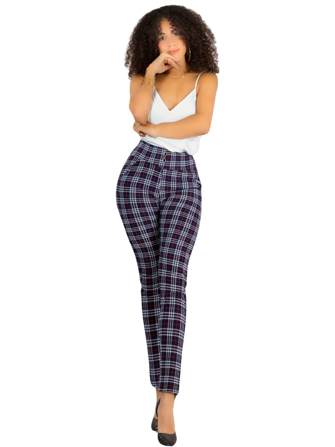 Foto 2 pulgar | Leggings Elegantes Jegging Mujer A Cuadros Stretch Looks Formal Y Casual Mayón Lic-0161 D8 Mallones