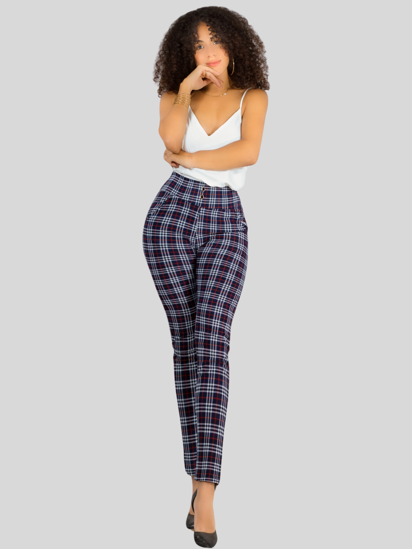 Foto 3 pulgar | Leggings Elegantes Jegging Mujer A Cuadros Stretch Looks Formal Y Casual Mayón Lic-0161 D8 Mallones