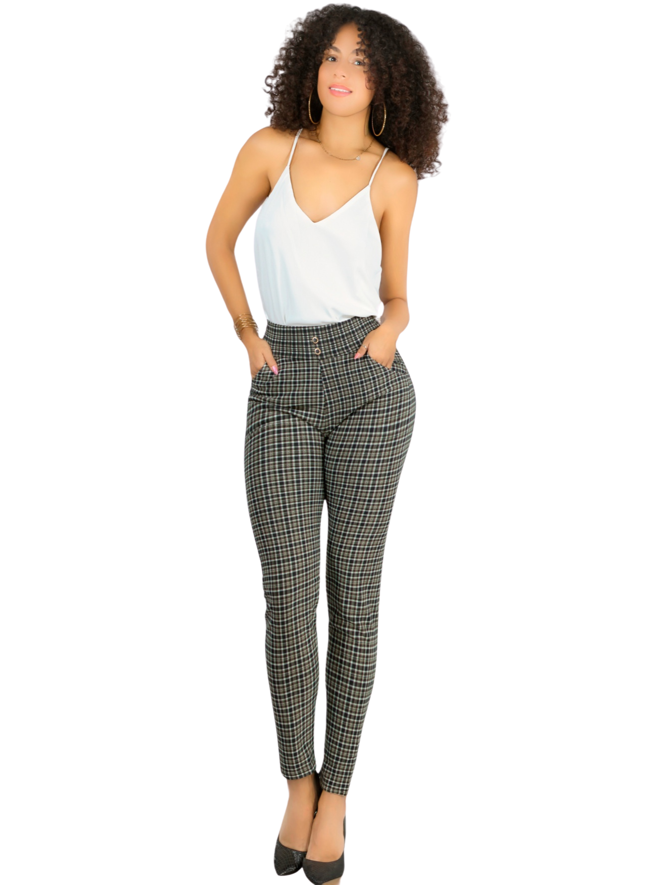 Leggings Elegantes Jegging Mujer A Cuadros Stretch Looks Formal Y Casual Mayón Lic-0161 D6 Mallones