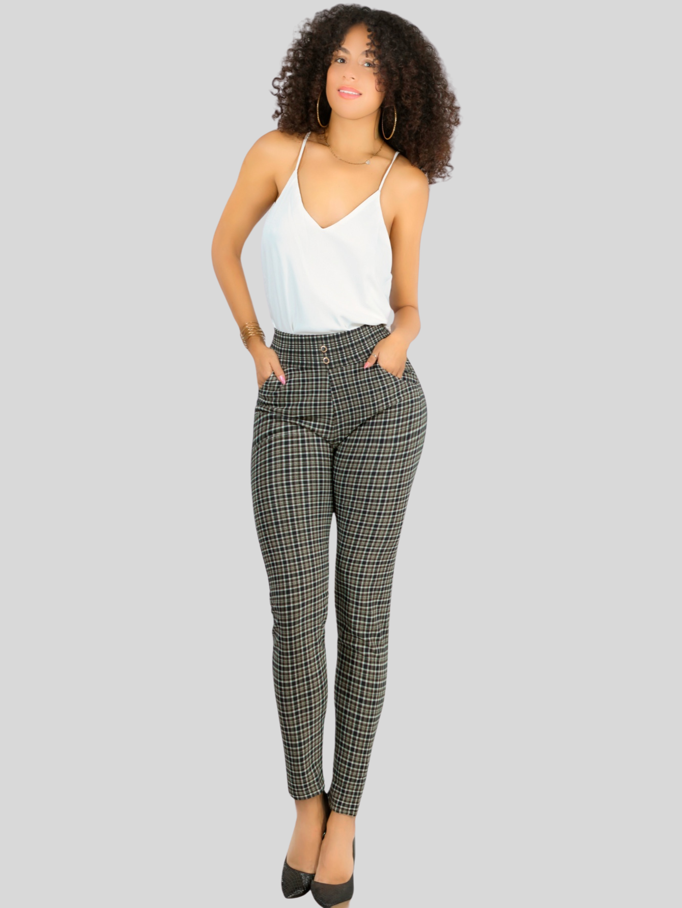 Foto 3 pulgar | Leggings Elegantes Jegging Mujer A Cuadros Stretch Looks Formal Y Casual Mayón Lic-0161 D6 Mallones