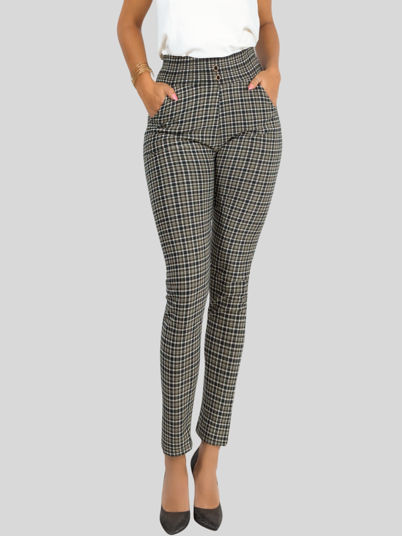 Foto 5 pulgar | Leggings Elegantes Jegging Mujer A Cuadros Stretch Looks Formal Y Casual Mayón Lic-0161 D6 Mallones