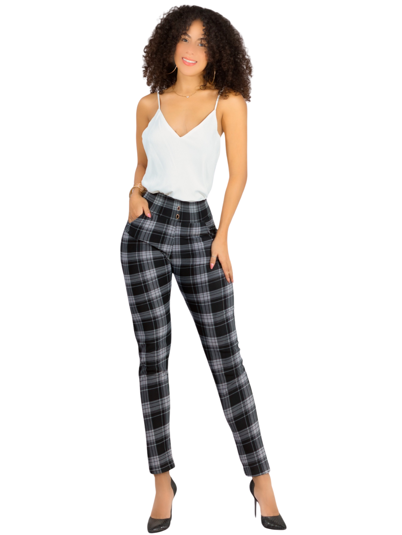 Leggings Elegantes Jegging Mujer A Cuadros Stretch Looks Formal Y Casual Mayón Lic-0161 D4 Mallones