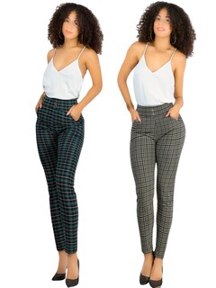 Foto 1 | Set De 2 Leggings Elegantes Jegging Mujer A Cuadros Stretch Looks Formal Y Casual Mayón Lic-0161 D5/d6 Mallones