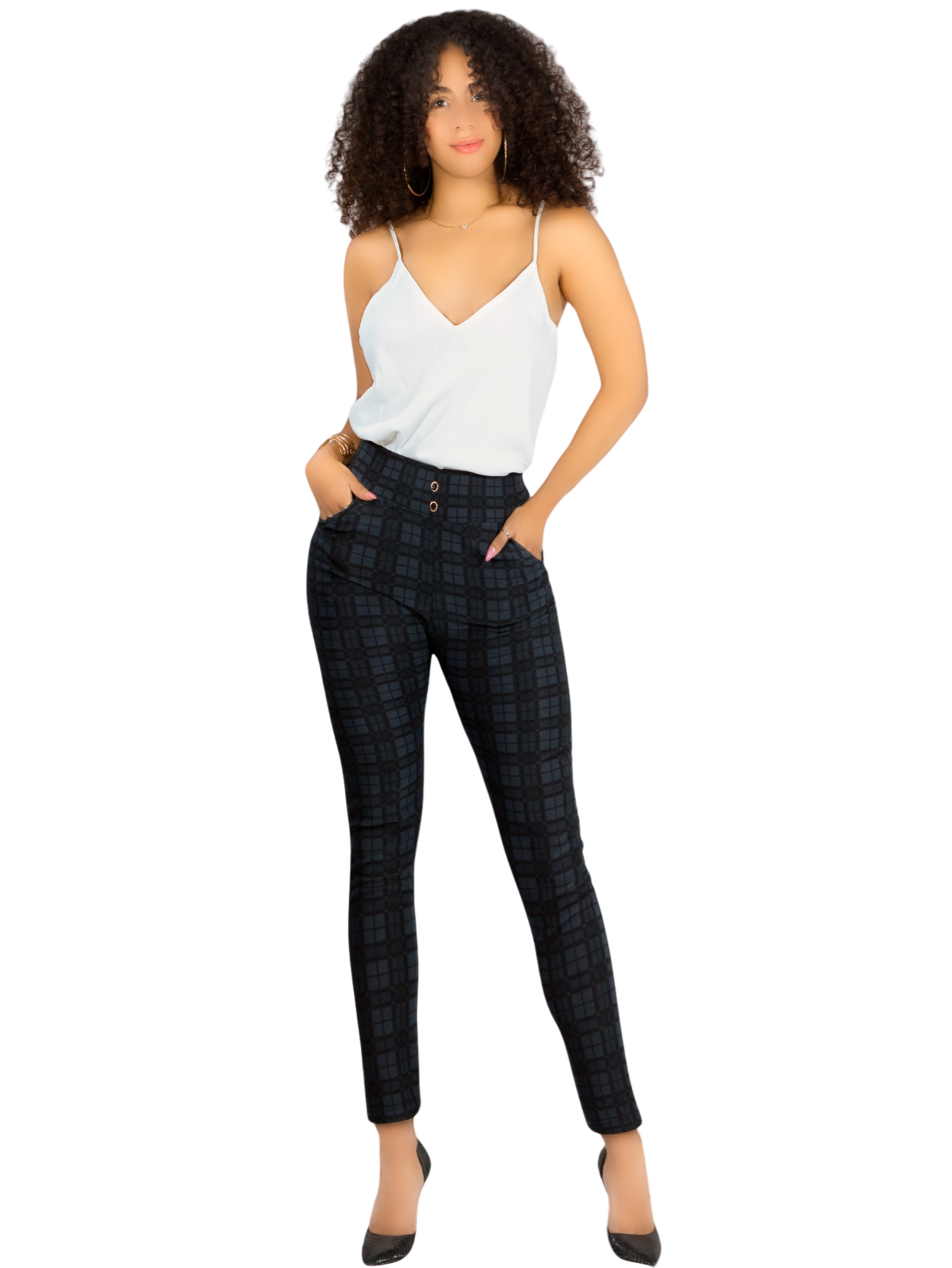Leggings Elegantes Jegging Mujer A Cuadros Stretch Looks Formal Y Casual Mayón Lic-0161 D3 Mallones