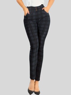 Foto 4 | Leggings Elegantes Jegging Mujer A Cuadros Stretch Looks Formal Y Casual Mayón Lic-0161 D3 Mallones