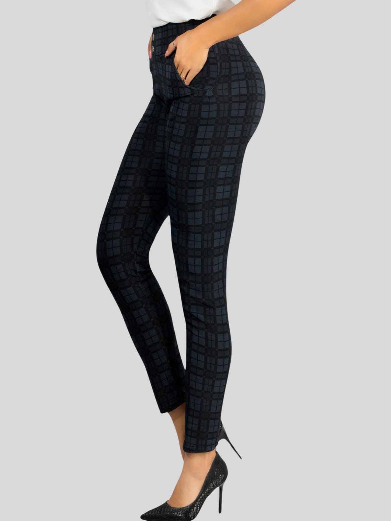 Foto 6 pulgar | Leggings Elegantes Jegging Mujer A Cuadros Stretch Looks Formal Y Casual Mayón Lic-0161 D3 Mallones
