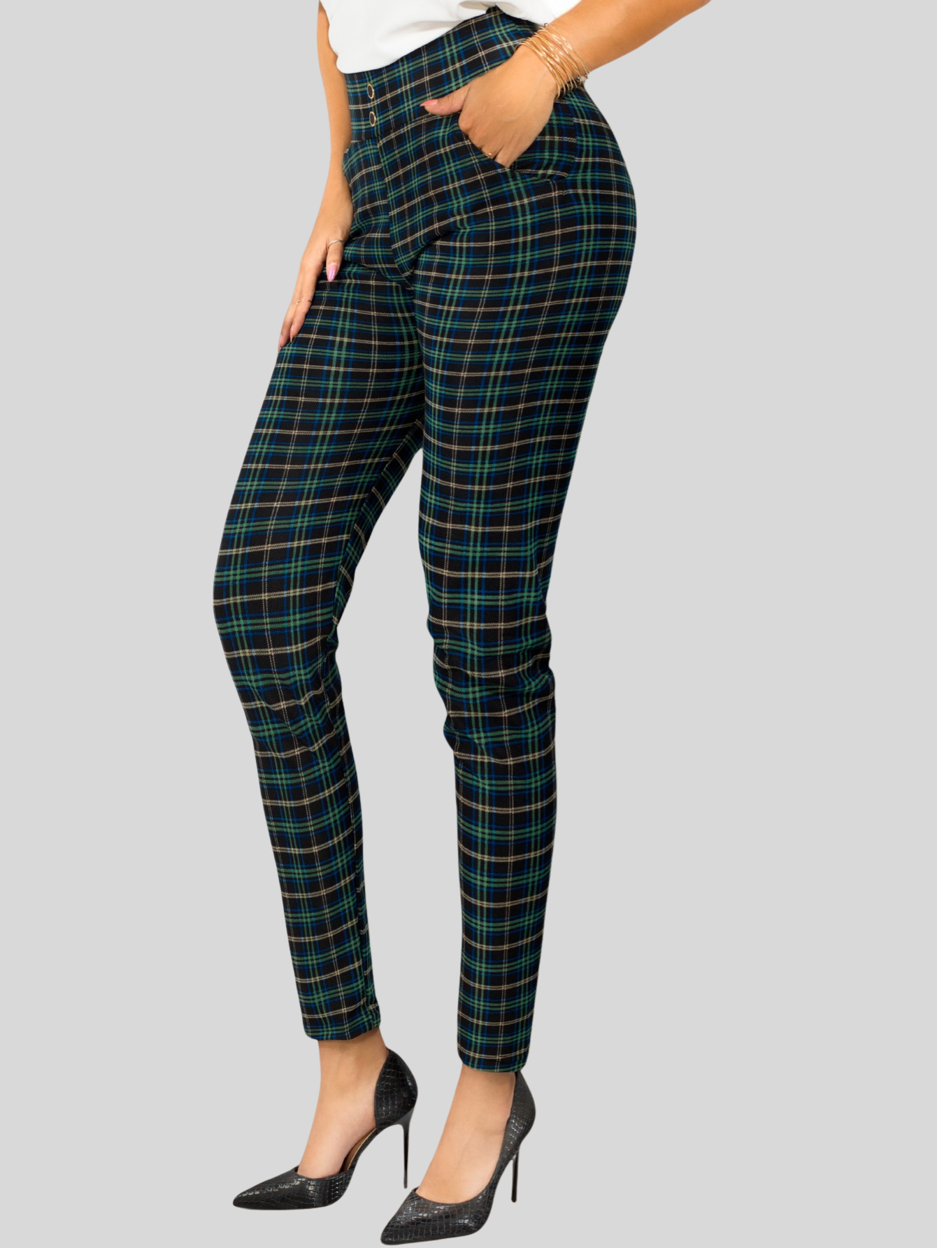 Foto 6 pulgar | Leggings Elegantes Jegging Mujer A Cuadros Stretch Looks Formal Y Casual Mayón Lic-0161 D5 Mallones