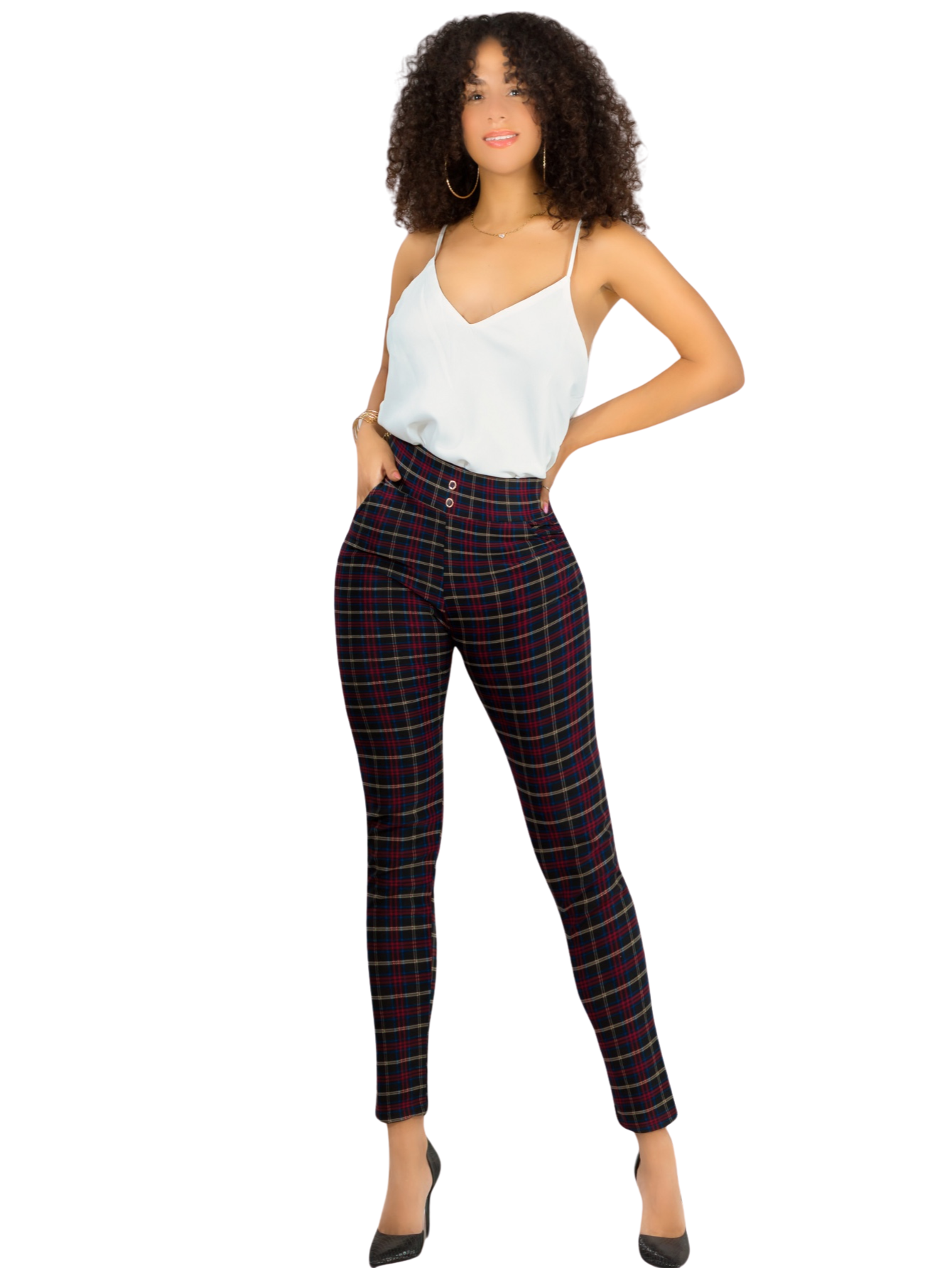Leggings Elegantes Jegging Mujer A Cuadros Stretch Looks Formal Y Casual Mayón Lic-0161 D2 Mallones