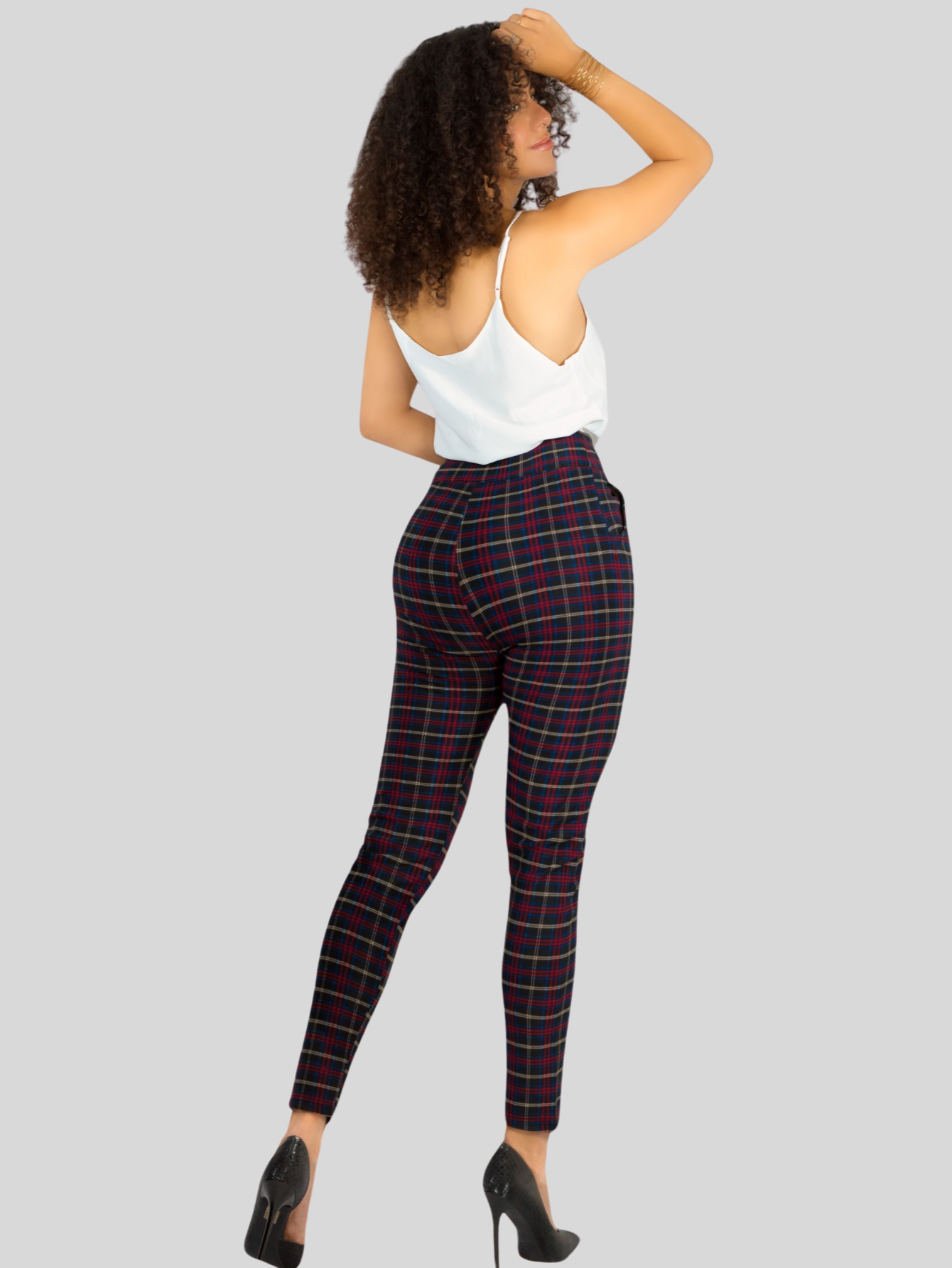 Foto 4 pulgar | Leggings Elegantes Jegging Mujer A Cuadros Stretch Looks Formal Y Casual Mayón Lic-0161 D2 Mallones