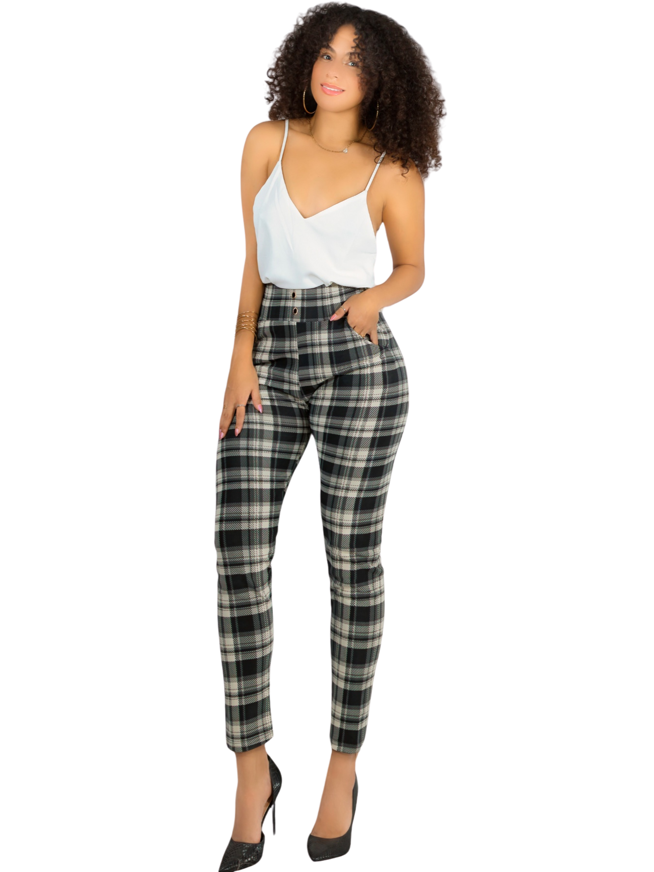 Foto 2 pulgar | Leggings Elegantes Jegging Mujer A Cuadros Stretch Looks Formal Y Casual Mayón Lic-0161 D7 Mallones