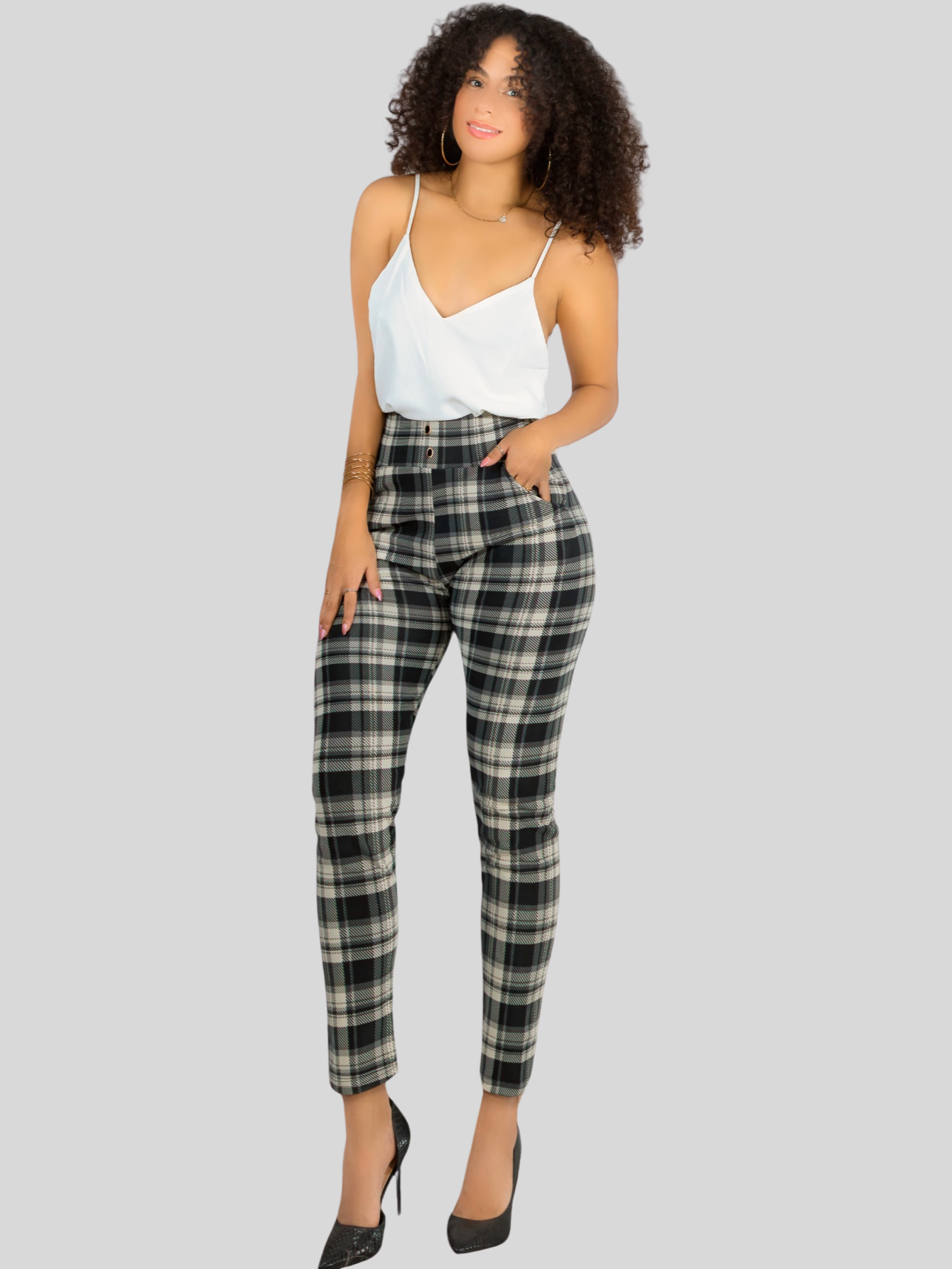 Foto 3 pulgar | Leggings Elegantes Jegging Mujer A Cuadros Stretch Looks Formal Y Casual Mayón Lic-0161 D7 Mallones
