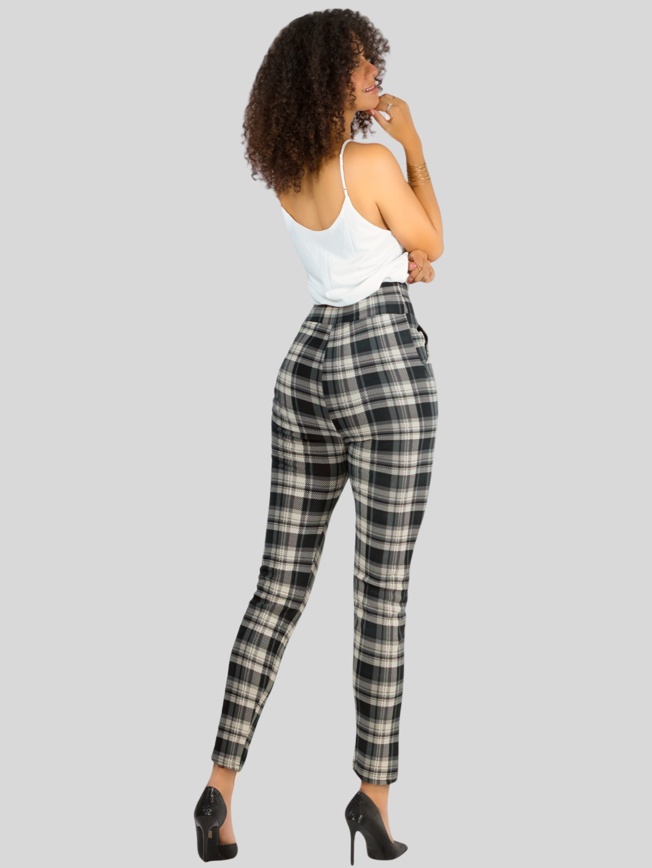 Foto 4 pulgar | Leggings Elegantes Jegging Mujer A Cuadros Stretch Looks Formal Y Casual Mayón Lic-0161 D7 Mallones