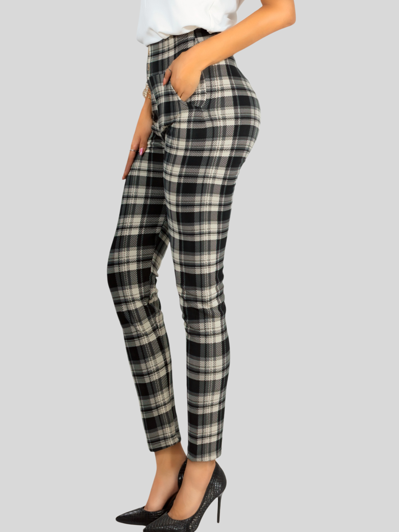 Foto 6 pulgar | Leggings Elegantes Jegging Mujer A Cuadros Stretch Looks Formal Y Casual Mayón Lic-0161 D7 Mallones