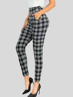 Foto 4 | Leggings Elegantes Jegging Mujer A Cuadros Stretch Looks Formal Y Casual Mayón Lic-0161 D1 Mallones