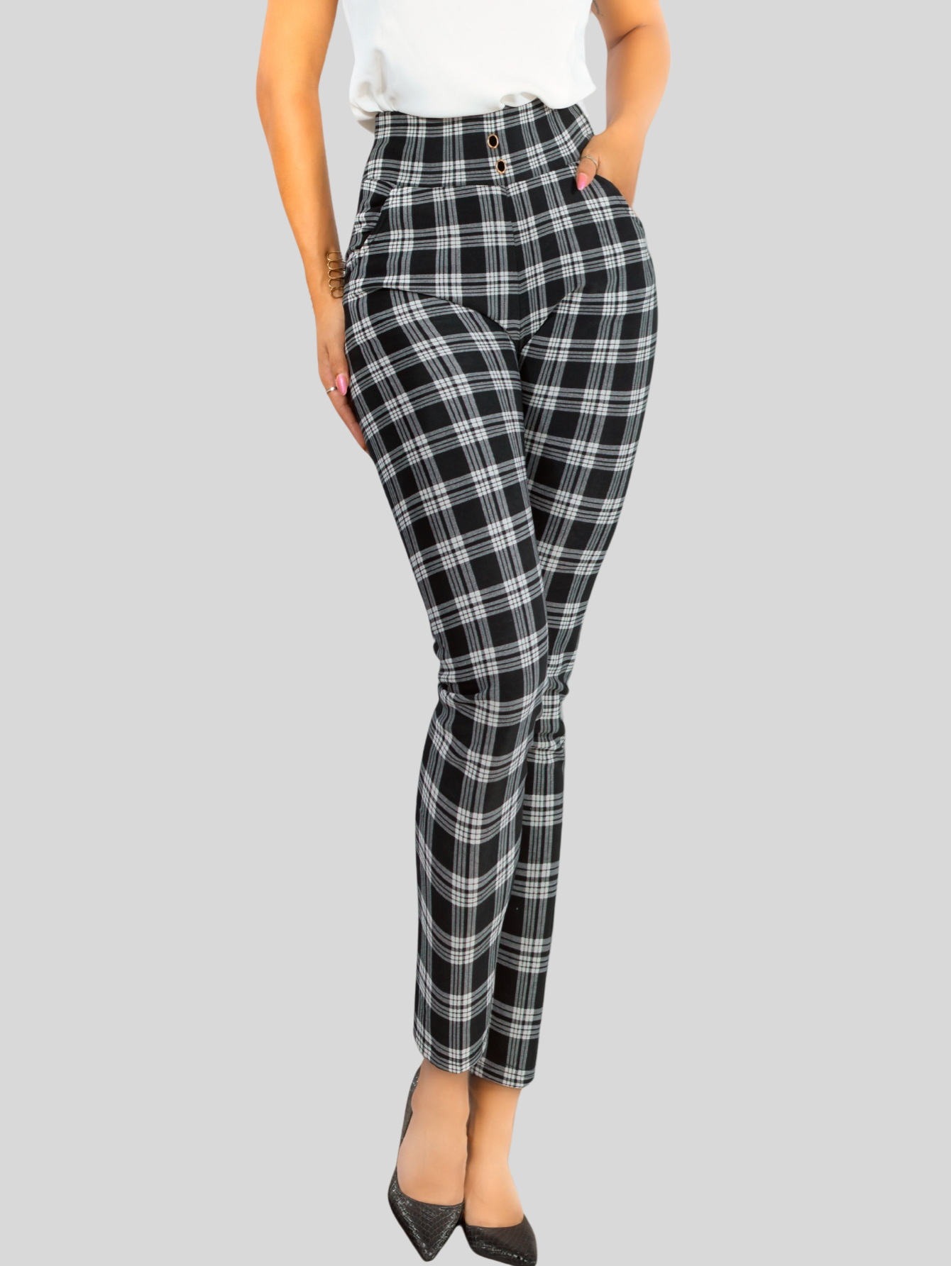 Foto 6 pulgar | Leggings Elegantes Jegging Mujer A Cuadros Stretch Looks Formal Y Casual Mayón Lic-0161 D1 Mallones