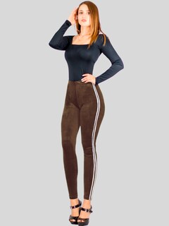 Foto 2 | Legging Mujer Mallones Leggins Mayon Lic-0164 Cafe Mallas Térmico