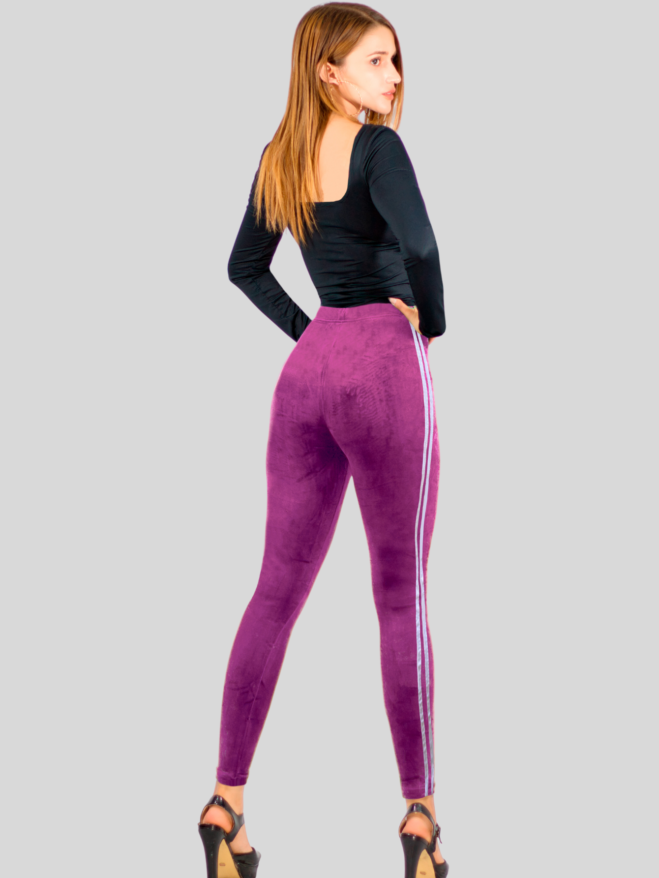 Foto 4 pulgar | Legging Mujer Mallones Leggins Mayon Lic-0164 Morado Mallas Térmico