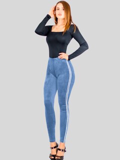 Foto 2 | Legging Mujer Mallones Leggins Mayon Lic-0164 Azul Mallas Térmico