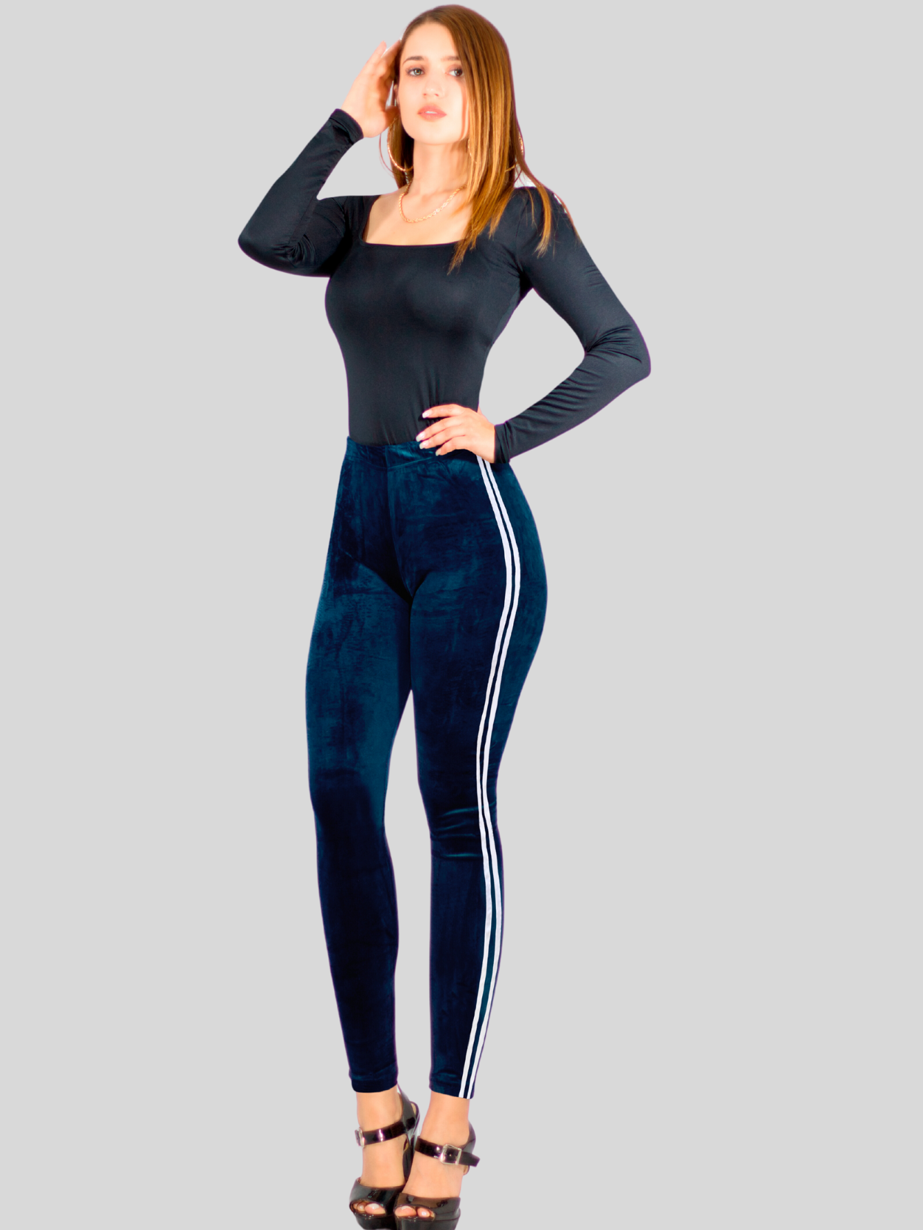 Foto 3 pulgar | Legging Mujer Mallones Leggins Mayon Lic-0164 Azul Petroleo Mallas Térmico