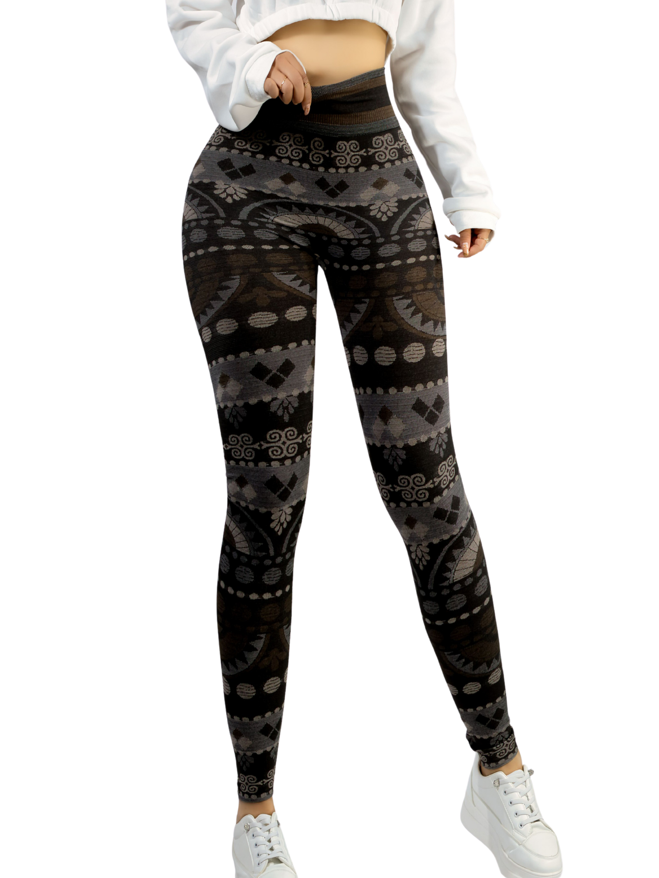 Foto 2 pulgar | Mallones Mujer Leggings Stretch Leggins Lic-0162 Cafe Mayon Mallas