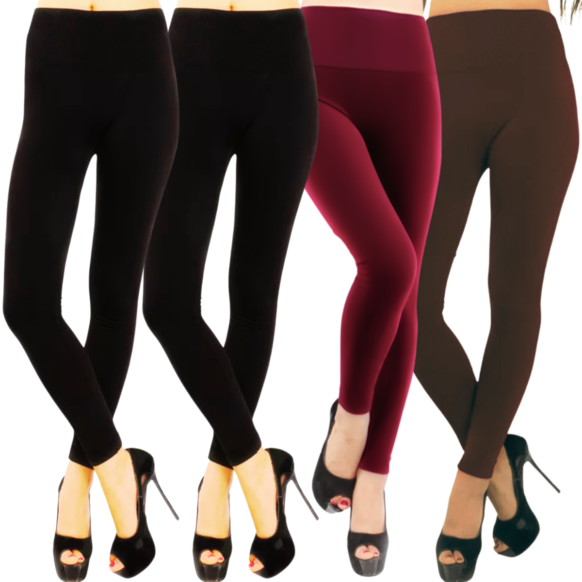 Foto 2 pulgar | Set De 4 Leggings Térmico De Mujer Lic-071 Varios Colores Afelpado