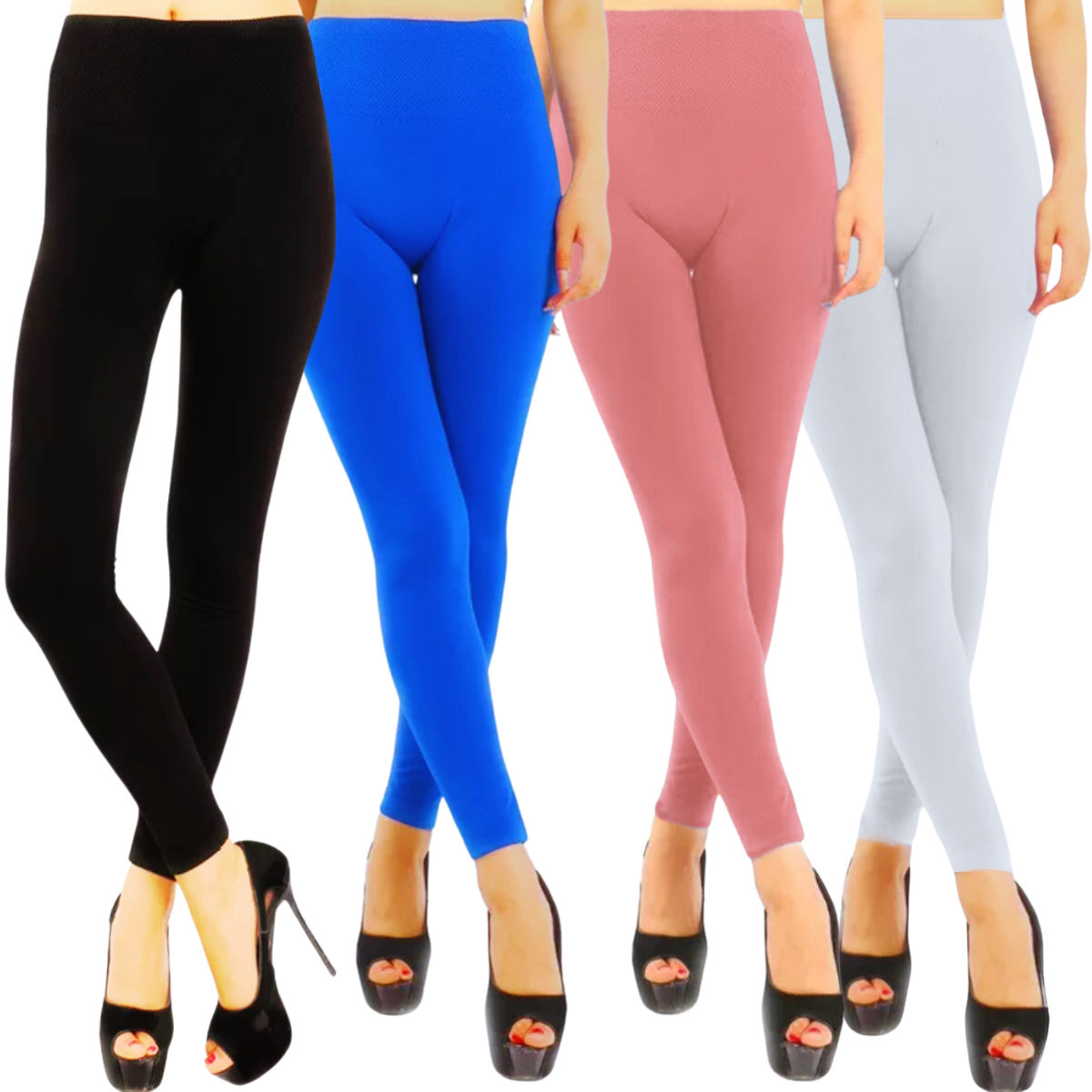 Foto 1 | Set De 4 Leggings Térmico De Mujer Lic-071 Varios Colores Afelpado