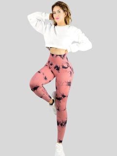 Foto 2 | Leggings Deportivos Tie-dye Mujer Para Yoga Y Gym Lic-0168 Coral Comodidad Y Estilo
