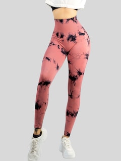 Foto 4 | Leggings Deportivos Tie-dye Mujer Para Yoga Y Gym Lic-0168 Coral Comodidad Y Estilo
