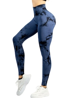 Foto 1 | Leggings Deportivos Tie-dye Mujer Para Yoga Y Gym Lic-0168 Azul Comodidad Y Estilo