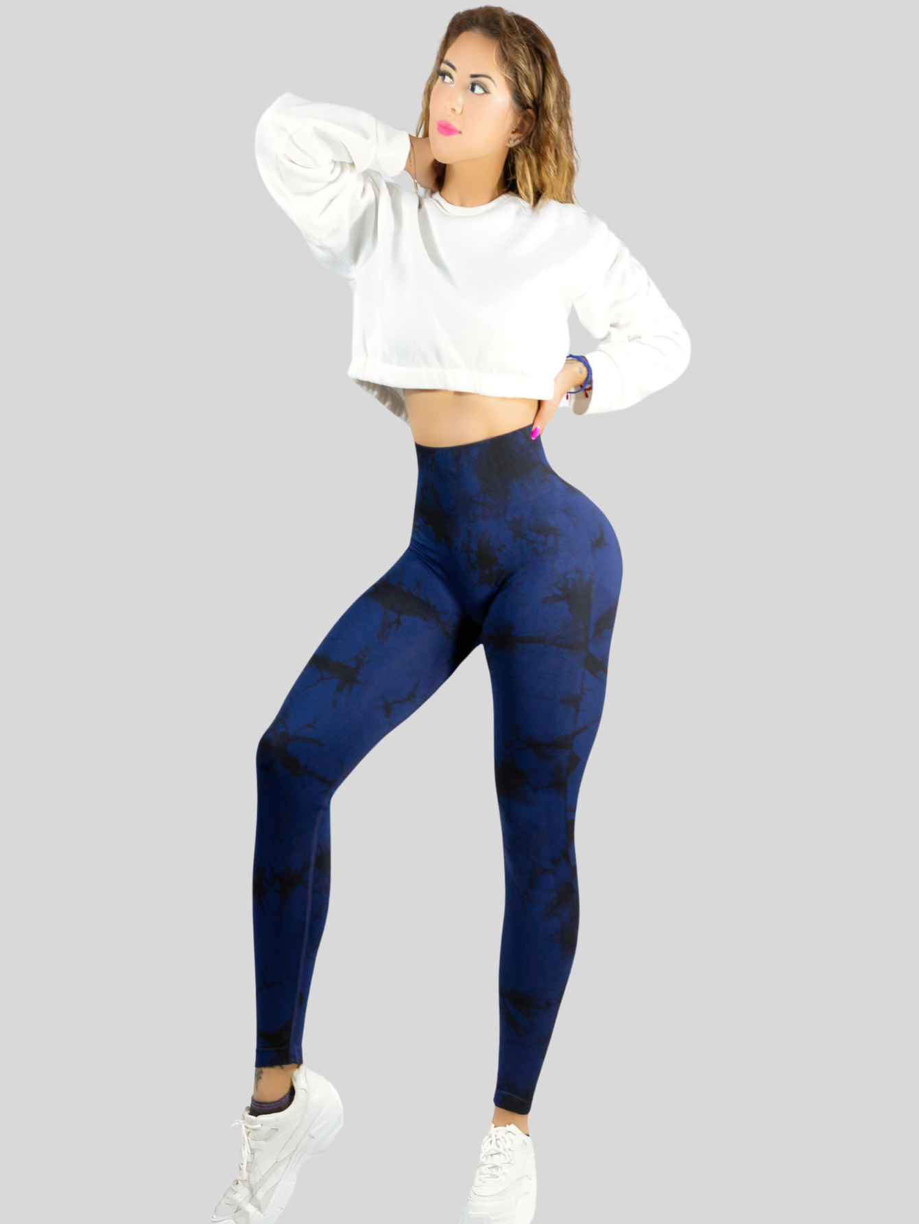Foto 2 | Leggings Deportivos Tie-dye Mujer Para Yoga Y Gym Lic-0168 Marino Comodidad Y Estilo