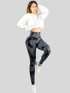 Foto 2 | Leggings Deportivos Tie-dye Mujer Para Yoga Y Gym Lic-0168 Gris Comodidad Y Estilo