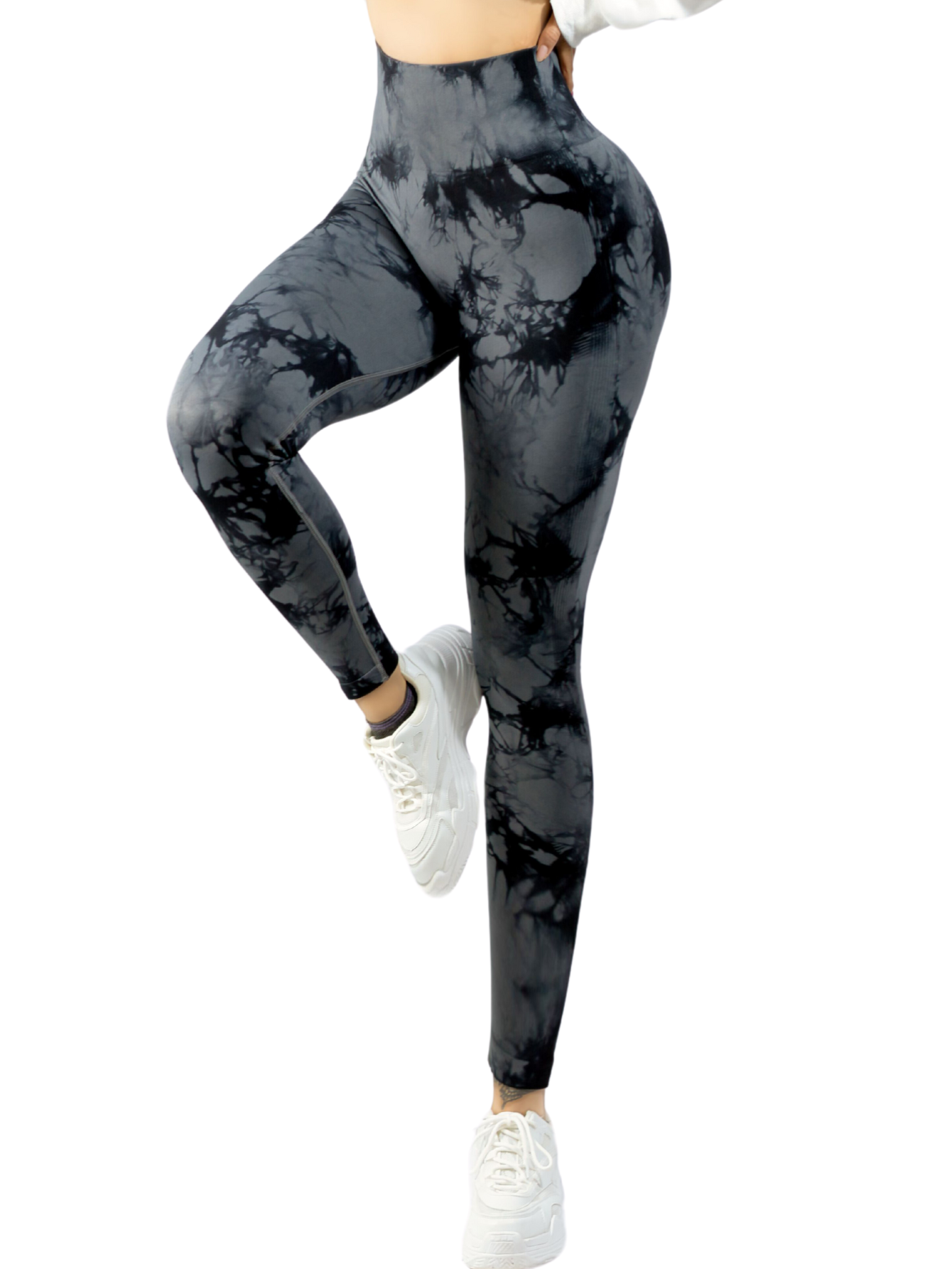 Foto 2 pulgar | Leggings Deportivos Tie-dye Mujer Para Yoga Y Gym Lic-0168 Gris Comodidad Y Estilo