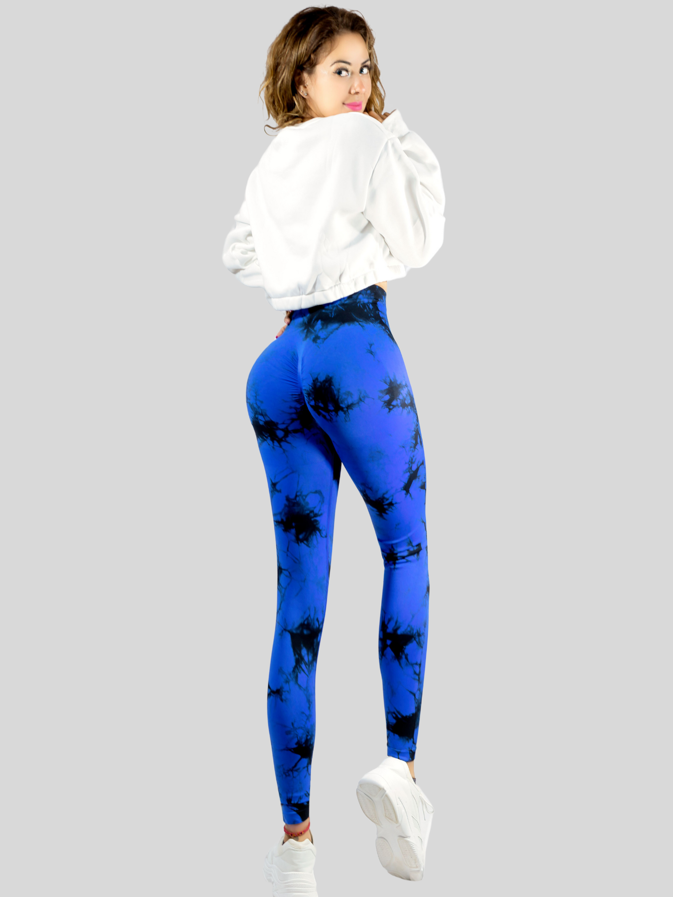 Foto 4 pulgar | Leggings Deportivos Tie-dye Mujer Para Yoga Y Gym Lic-0168 Azul Rey Comodidad Y Estilo