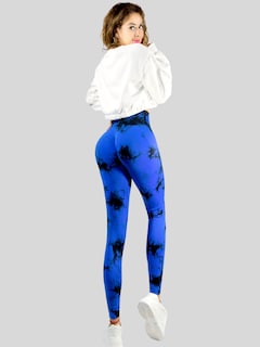 Foto 3 | Leggings Deportivos Tie-dye Mujer Para Yoga Y Gym Lic-0168 Azul Rey Comodidad Y Estilo