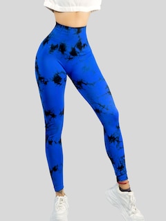Foto 4 | Leggings Deportivos Tie-dye Mujer Para Yoga Y Gym Lic-0168 Azul Rey Comodidad Y Estilo