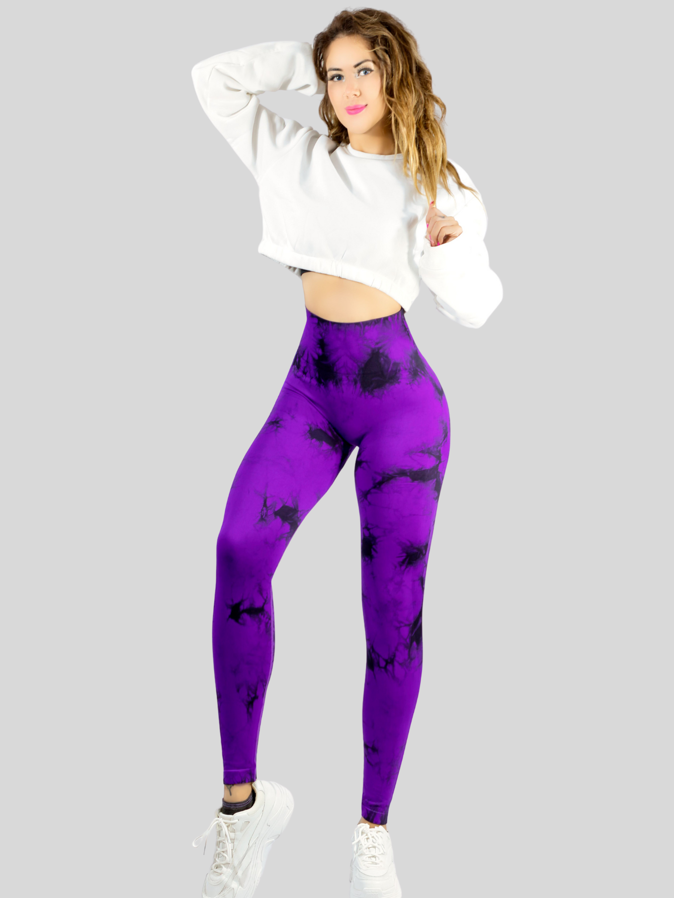 Foto 3 pulgar | Leggings Deportivos Tie-dye Mujer Para Yoga Y Gym Lic-0168 Morado Comodidad Y Estilo