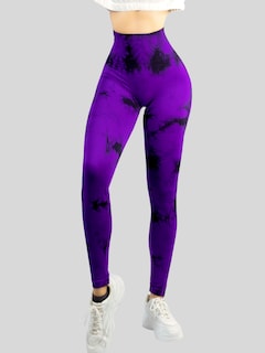 Foto 4 | Leggings Deportivos Tie-dye Mujer Para Yoga Y Gym Lic-0168 Morado Comodidad Y Estilo