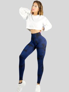Foto 2 | Leggings Deportivos Tie-dye Mujer Para Yoga Y Gym Lic-0168 Marino Comodidad Y Estilo