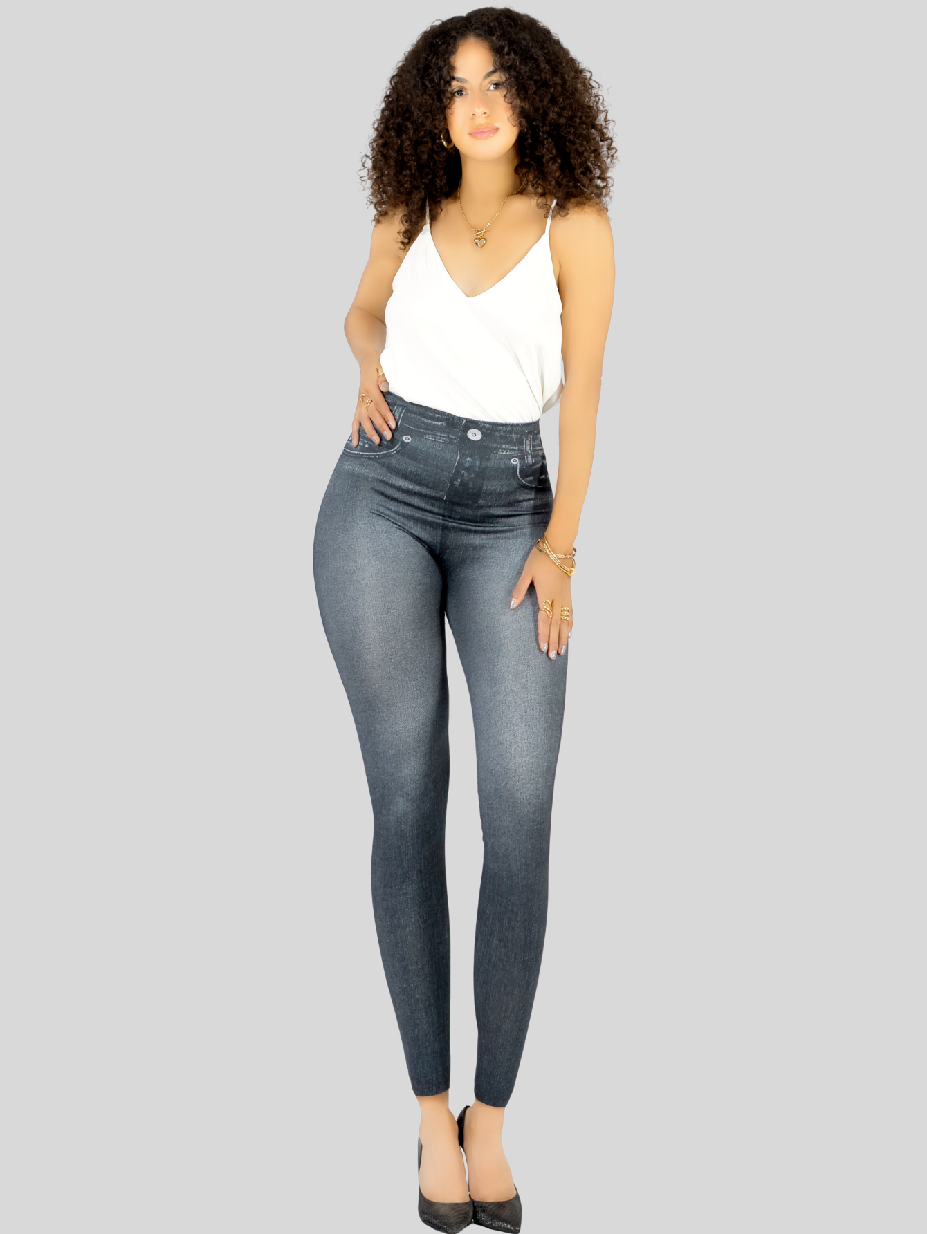 Foto 3 pulgar | Leggins Mujer Mezclilla Faja Alta Estilo Pantalón Mezclilla Calidad Premium Jegging Tiro Alto Lic-055-5 Negro Mallon