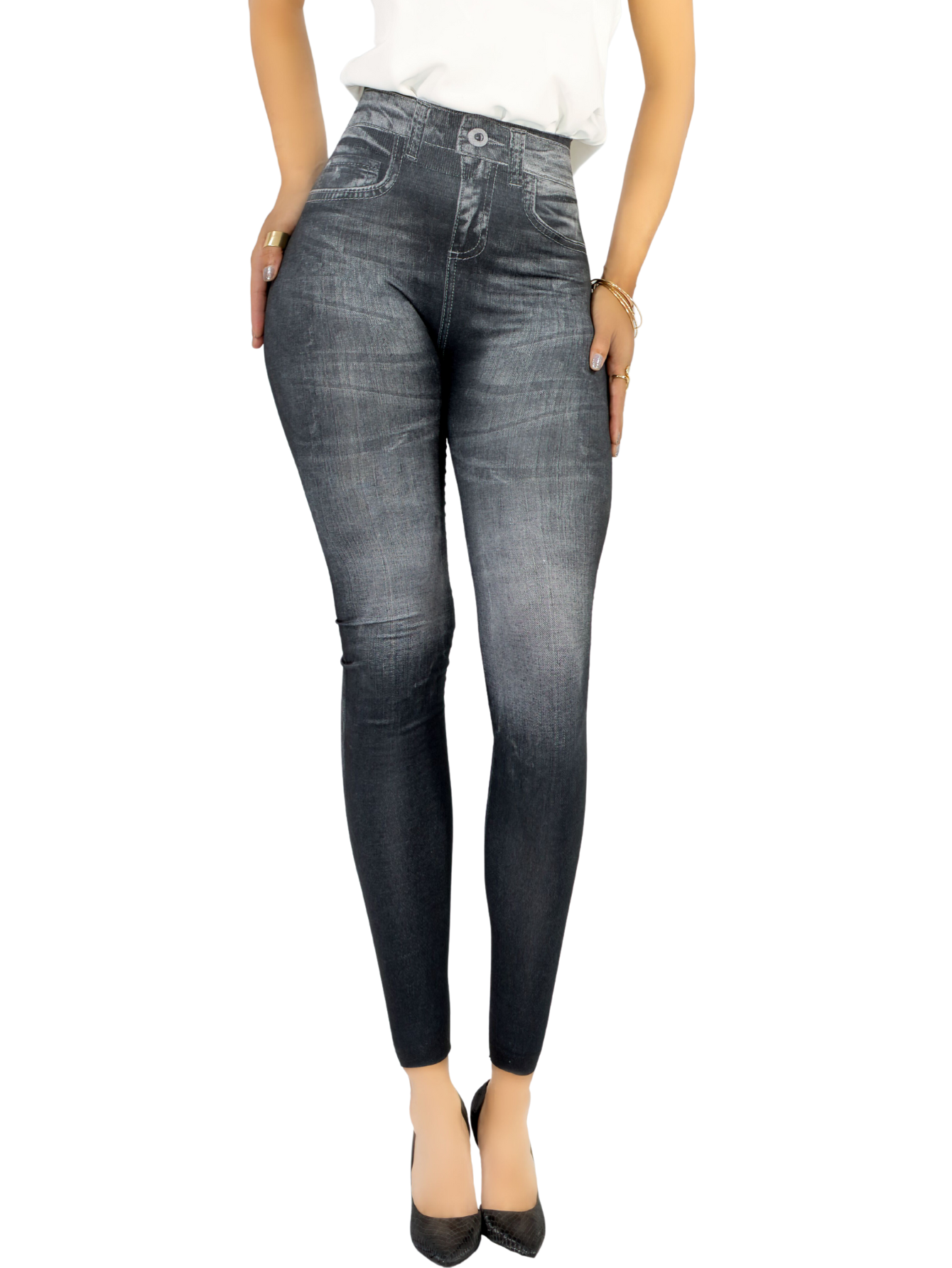 Foto 2 pulgar | Leggins Mujer Mezclilla Faja Alta Estilo Pantalón Mezclilla Calidad Premium Jegging Tiro Alto Lic-055-5 Negro Mallon