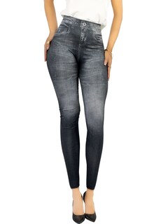 Foto 1 | Leggins Mujer Mezclilla Faja Alta Estilo Pantalón Mezclilla Calidad Premium Jegging Tiro Alto Lic-055-5 Negro Mallon